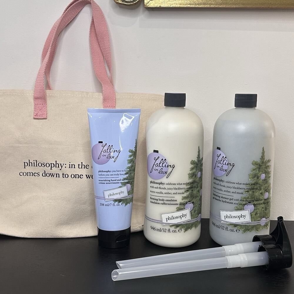 Philosophy NEW Falling In Love Set Hand Cream 7oz + Emulsion + Shower Gel 32oz